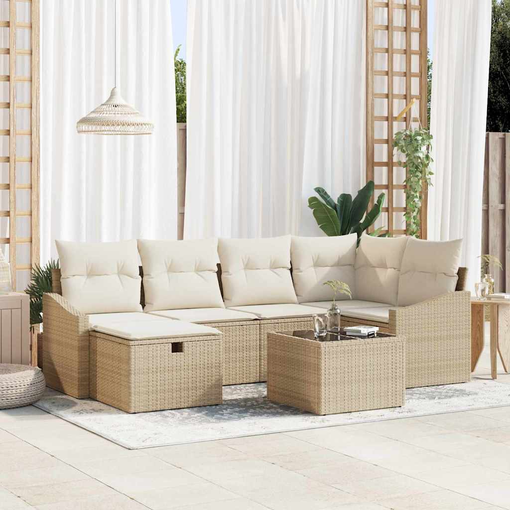 vidaXL Salon de jardin avec coussins 6 pcs résine tressée
