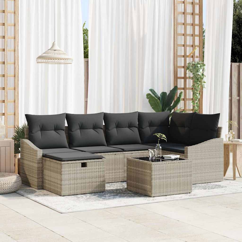 vidaXL Ensemble de canapés avec coussins 6 pcs Poly-rotin