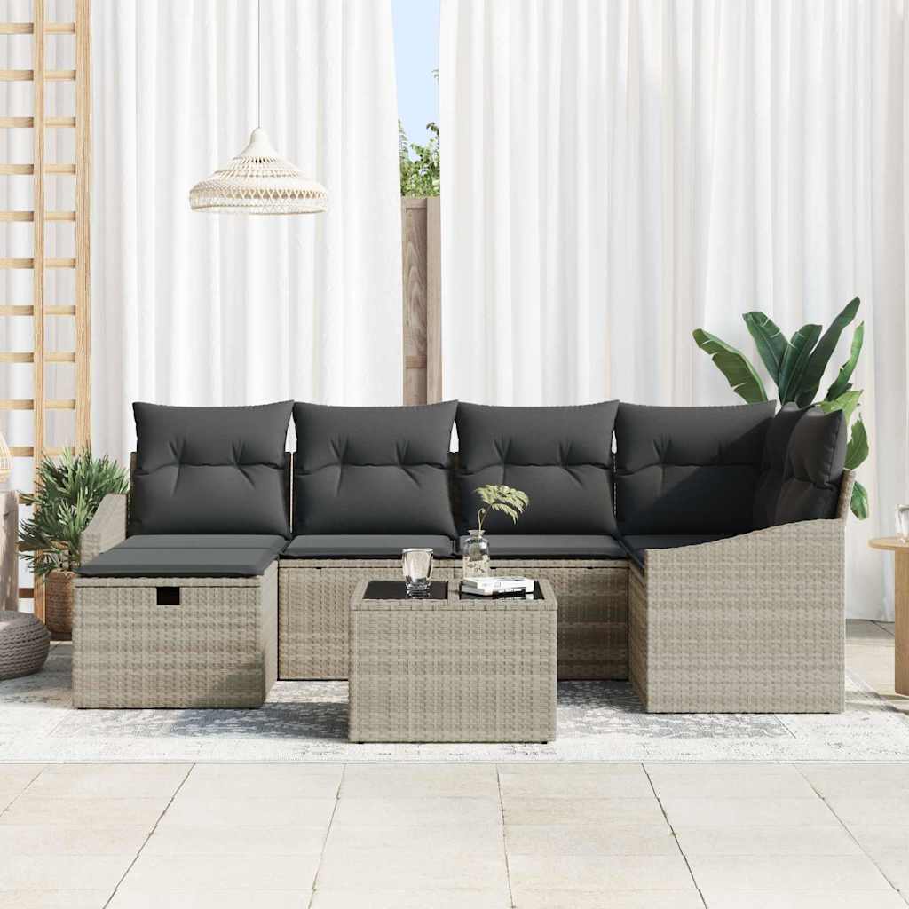vidaXL Ensemble de canapés avec coussins 6 pcs Poly-rotin