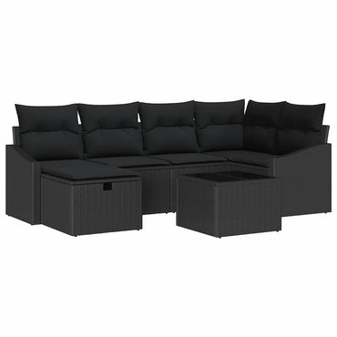vidaXL Salon de jardin avec coussins 7 pcs Résine tressée