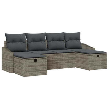 Sofa Set mit Kissen 6 pcs Poly-Rattan