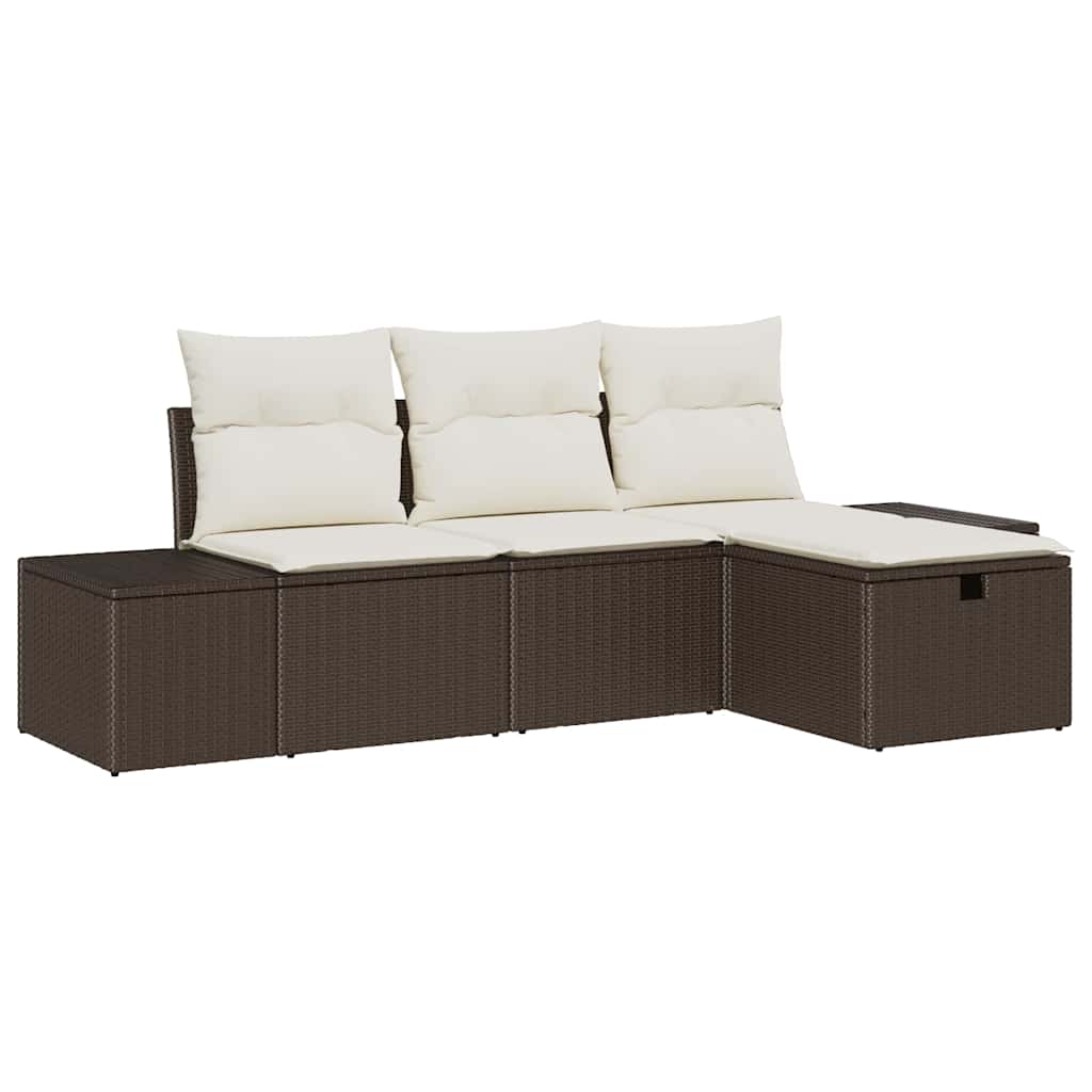 vidaXL Salon de jardin 4 pcs en résine tressée avec coussins
