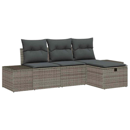 Sofa Set mit Kissen 4 pcs Poly-Rattan