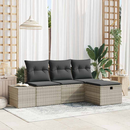 Sofa Set mit Kissen 4 pcs Poly-Rattan