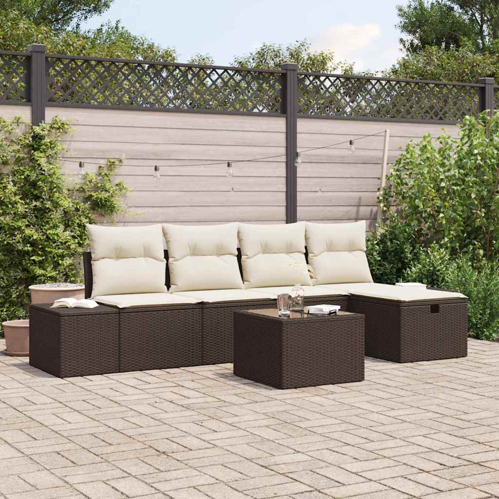 Sofa Set mit Kissen 6 pcs Poly-Rattan