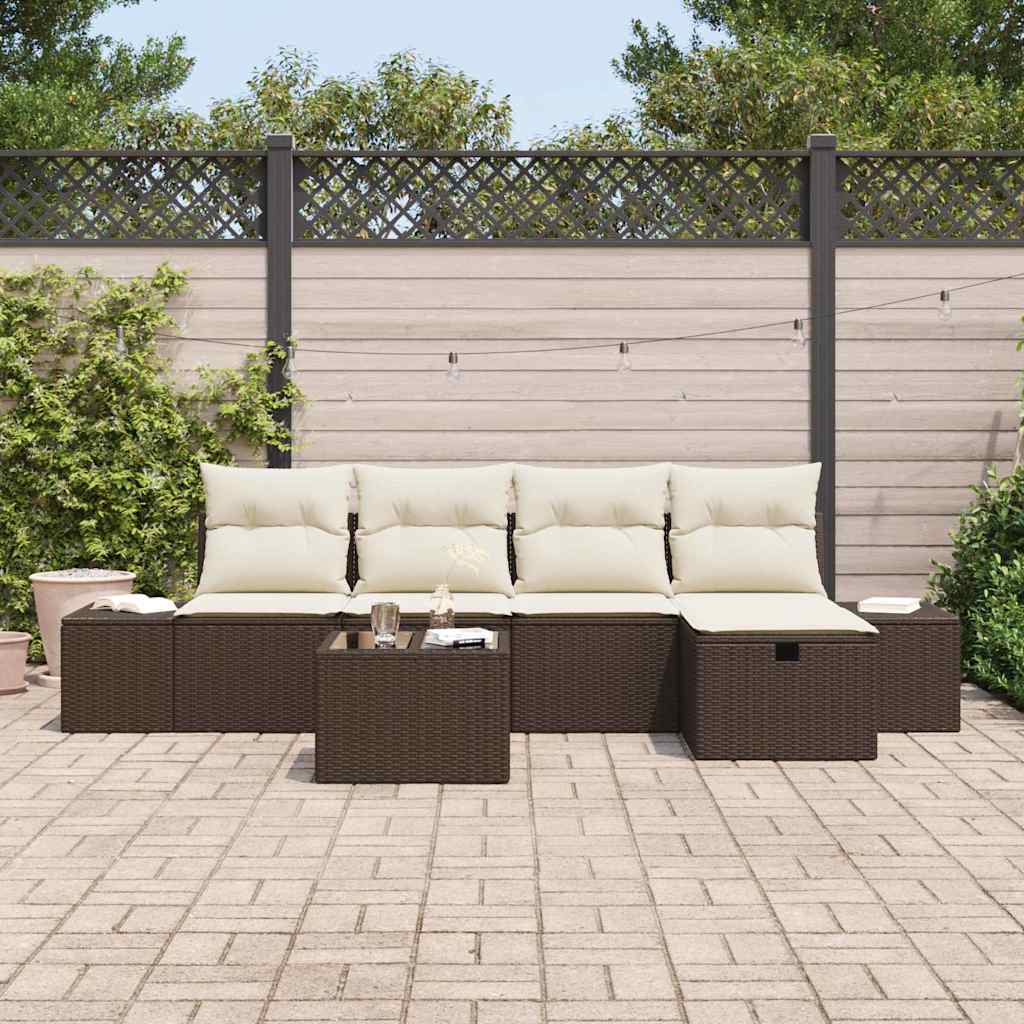 Sofa Set mit Kissen 6 pcs Poly-Rattan