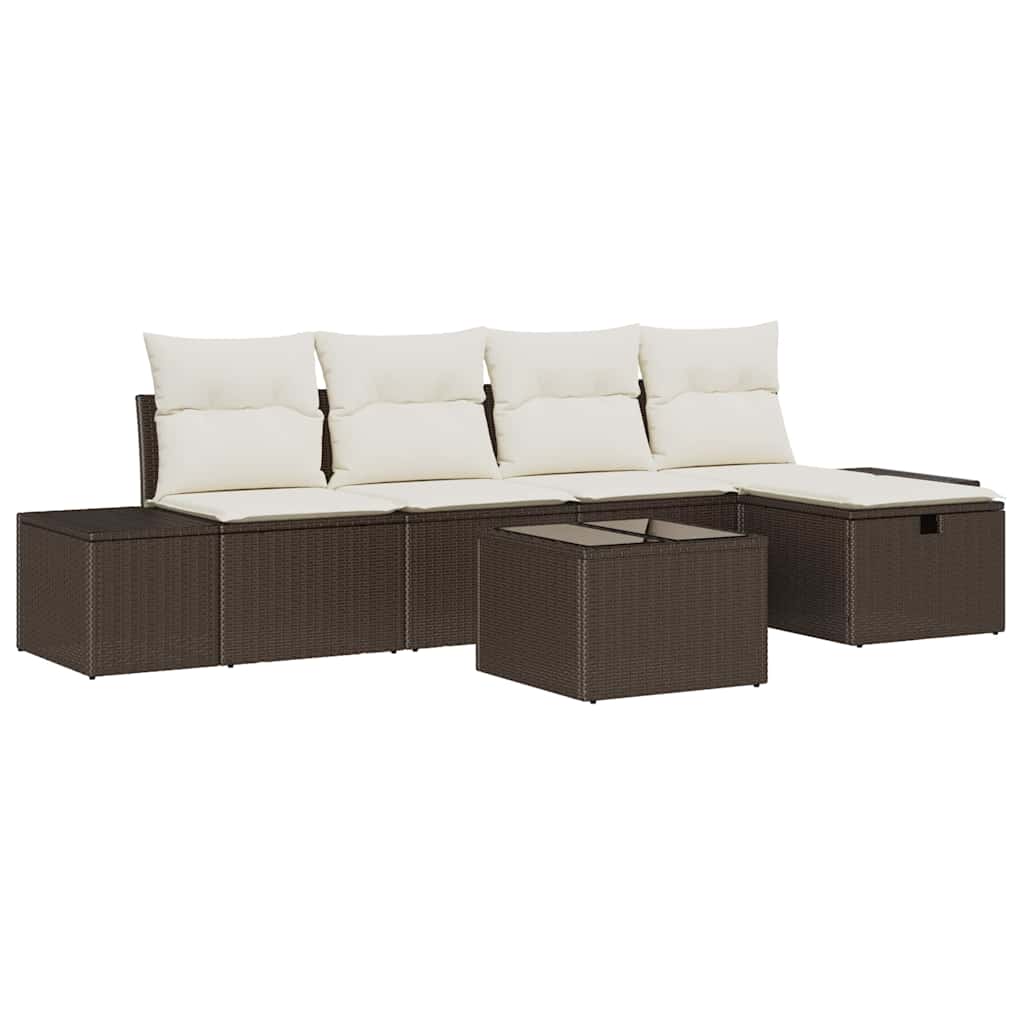 Sofa Set mit Kissen 6 pcs Poly-Rattan