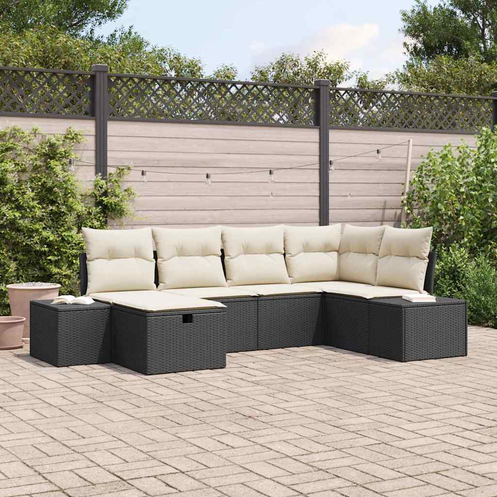 Sofa Set mit Kissen 7 pcs Poly-Rattan
