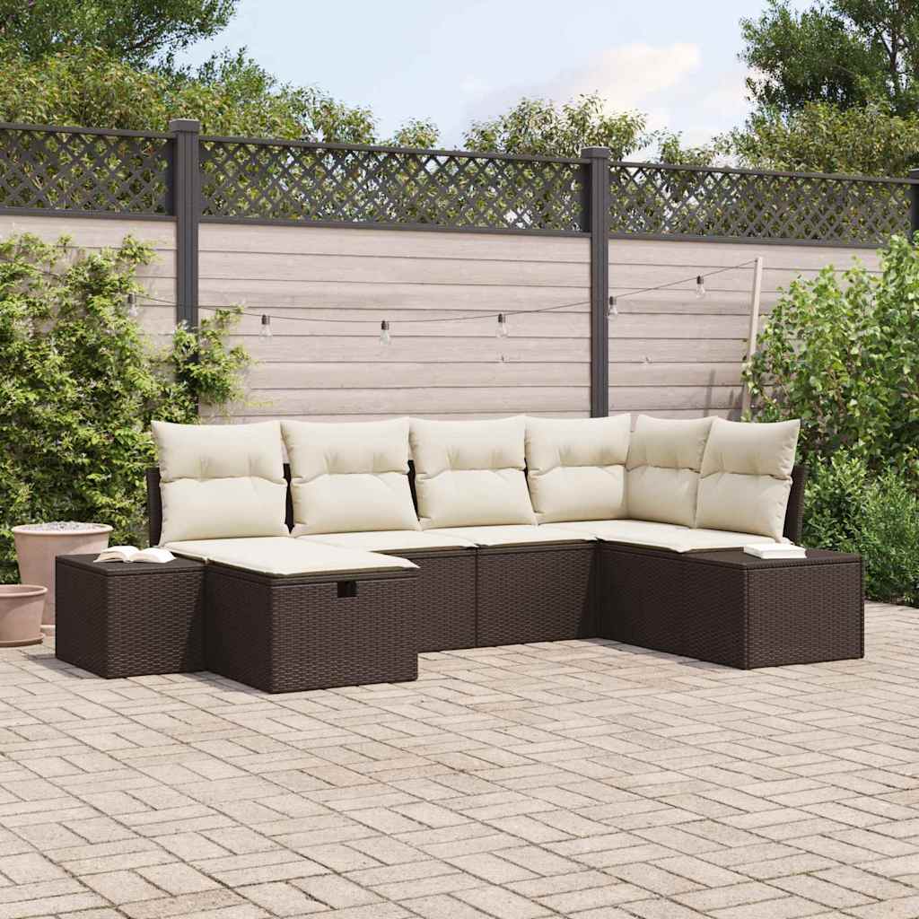 Sofa Set mit Kissen 6 pcs Poly-Rattan