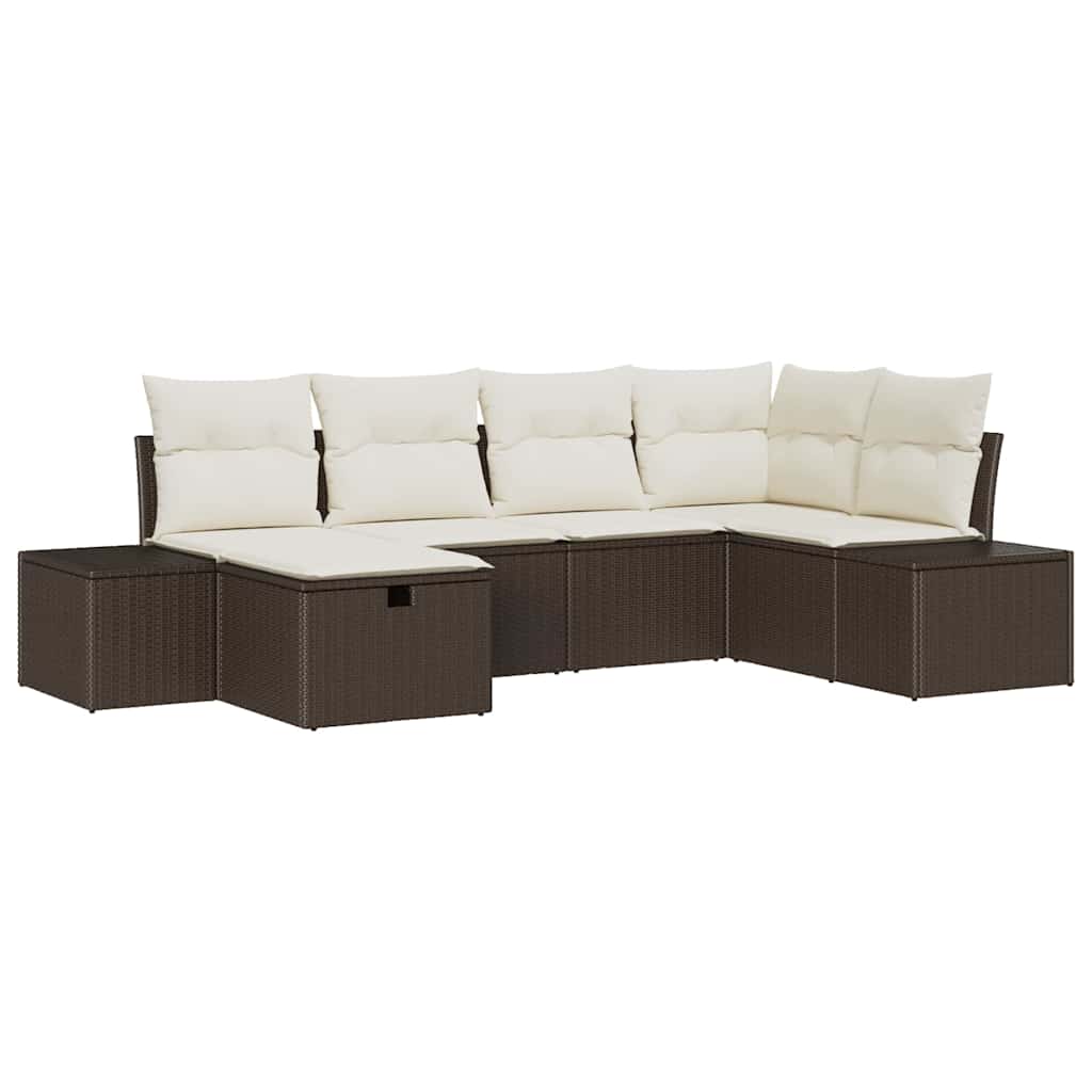 Sofa Set mit Kissen 6 pcs Poly-Rattan