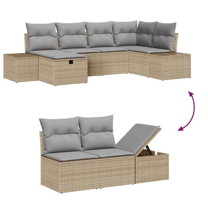 Sofa Set mit Kissen 6 pcs Poly-Rattan