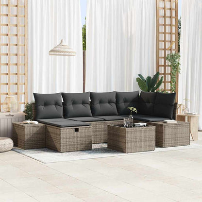 Sofa Set mit Kissen 7 pcs Poly-Rattan