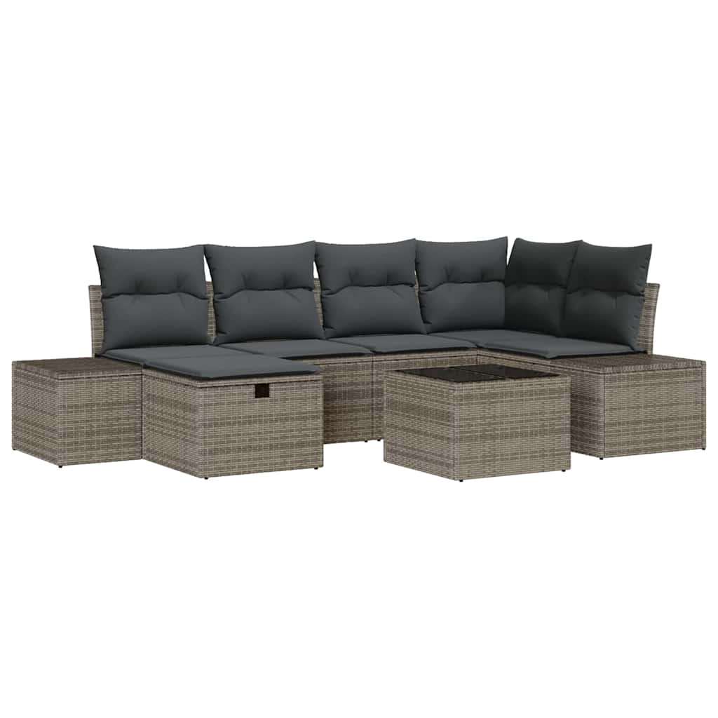 Sofa Set mit Kissen 7 pcs Poly-Rattan