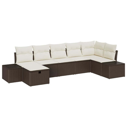 Sofa Set mit Kissen 7 pcs Poly-Rattan