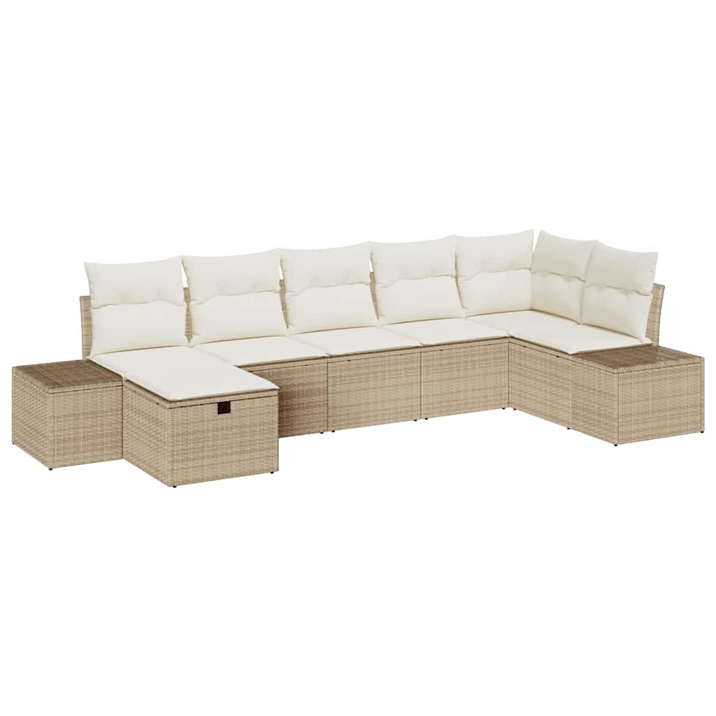 Sofa Set mit Kissen 7 pcs Poly-Rattan
