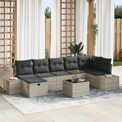 Sofa Set mit Kissen 8 pcs Poly-Rattan