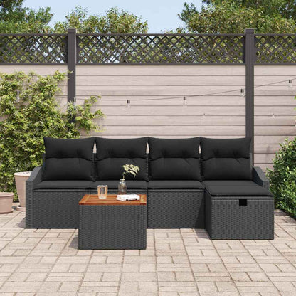 vidaXL Ensemble de canapés de jardin avec coussins 6 pcs Résine tressée Noir