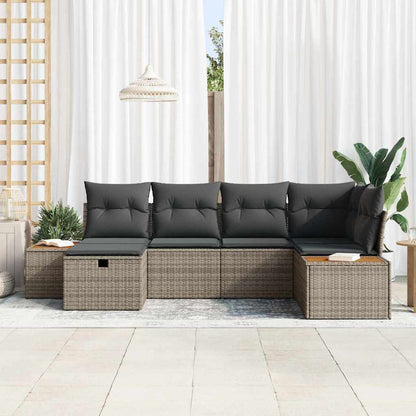 vidaXL Gartensofa-set mit Kissen mit Speicher Grau Poly-Rattan