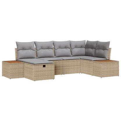Gartensofa-set mit Kissen mit Speicher Beige Poly-Rattan