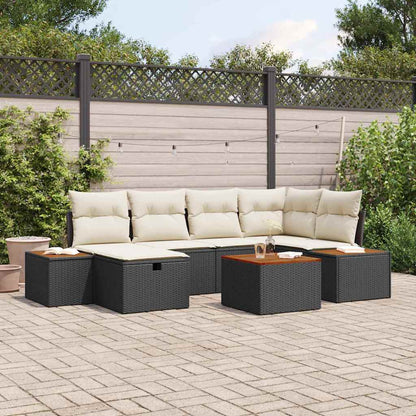 Garten-Sofa-Set 7 pcs Schwarz 55 x 62 x 69 cm Poly Rattan