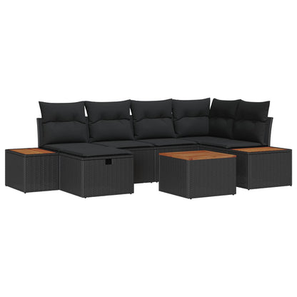 Garten-Sofa-Set 7 pcs Schwarz 55 x 62 x 69 cm Poly Rattan