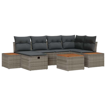 vidaXL Garten-Sofa-Set 7 pcs Grau 55 x 62 x 69 cm Poly Rattan