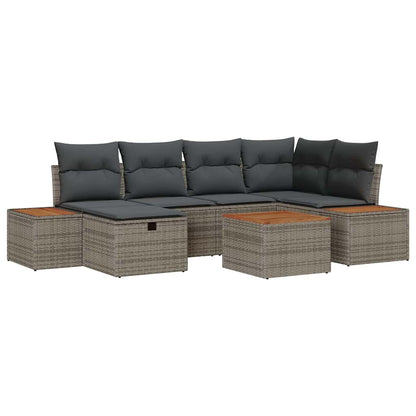 vidaXL Garten-Sofa-Set 7 pcs Grau 55 x 62 x 69 cm Poly Rattan