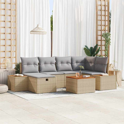 Garten-Sofa-Set 7 pcs Beige 55 x 62 x 69 cm Poly Rattan