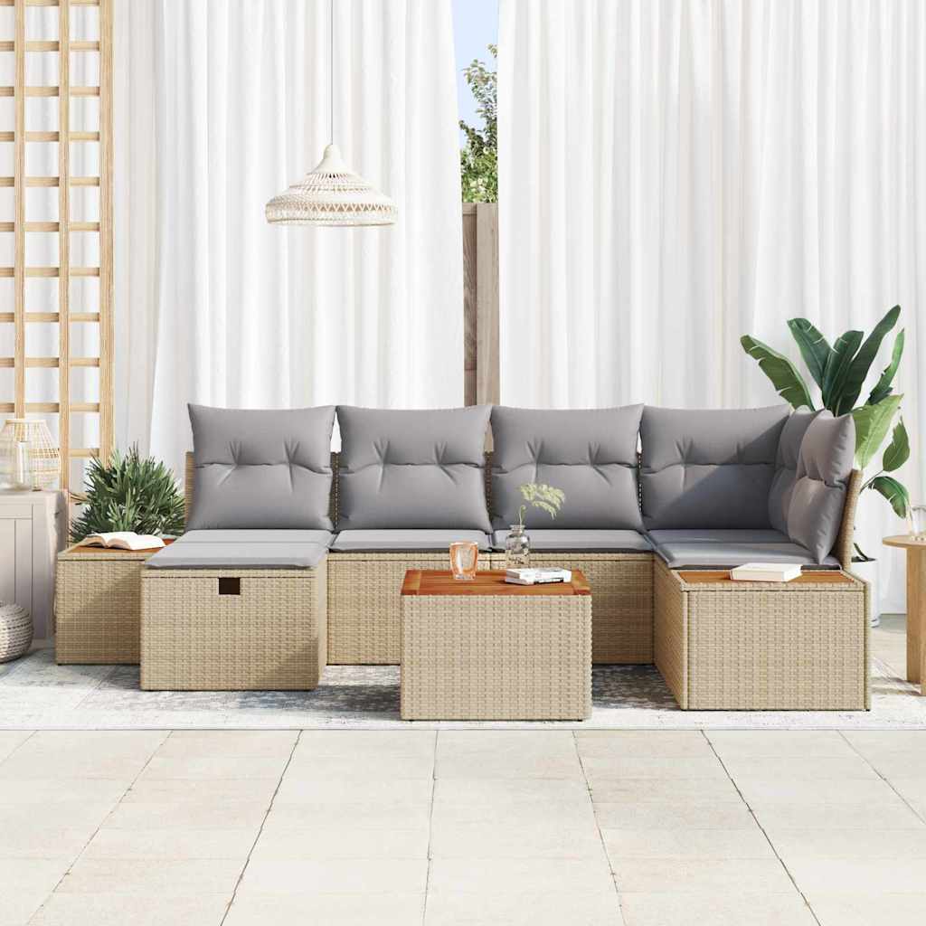 Garten-Sofa-Set 7 pcs Beige 55 x 62 x 69 cm Poly Rattan