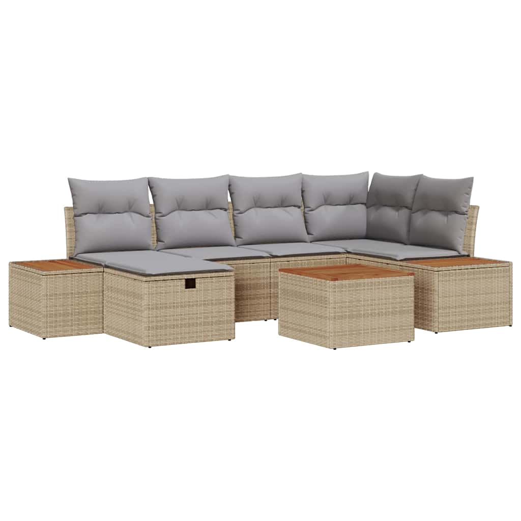 Garten-Sofa-Set 7 pcs Beige 55 x 62 x 69 cm Poly Rattan