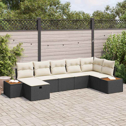 vidaXL Salon de jardin avec coussins 7 pcs Résine tressée Noir