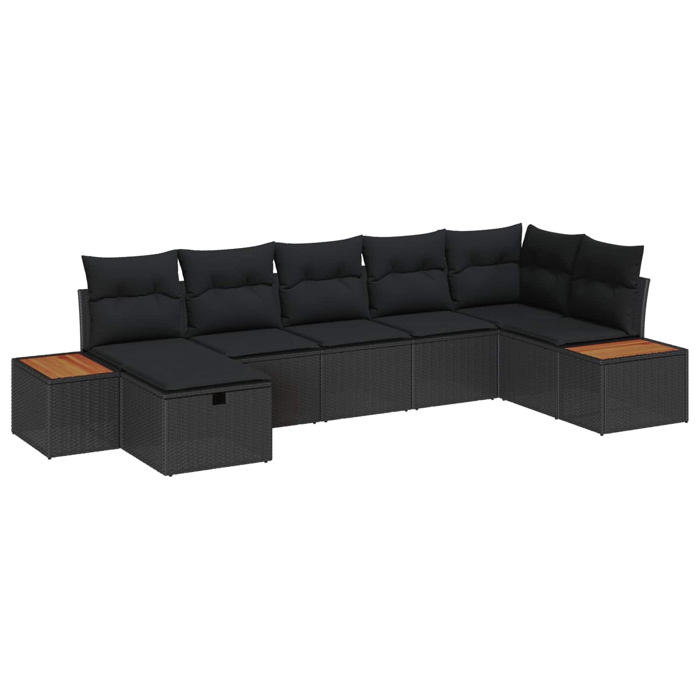 vidaXL Salon de jardin avec coussins 7 pcs Résine tressée Noir