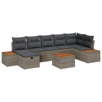Garten-Sofa-Set mit Kissen 8 pcs Grau Poly Rattan