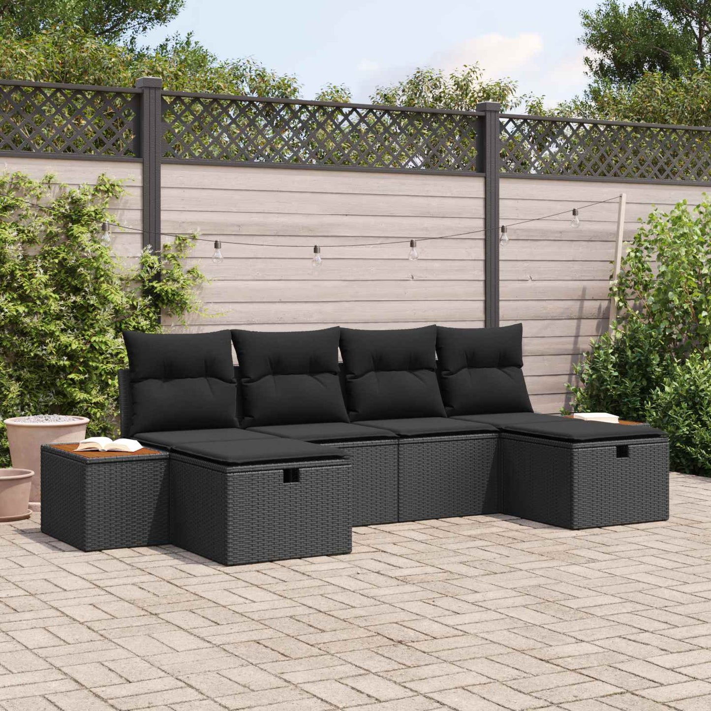 Garten-Sofa-Set 6 pcs Schwarz 55 x 62 x 69 cm Poly Rattan