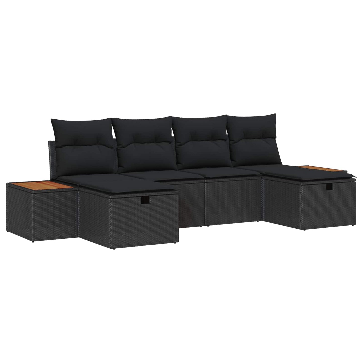 Garten-Sofa-Set 6 pcs Schwarz 55 x 62 x 69 cm Poly Rattan