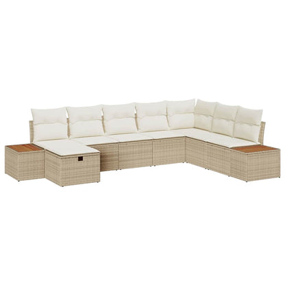 Gartensofa-set mit Kissen mit Speicher Beige Poly-Rattan