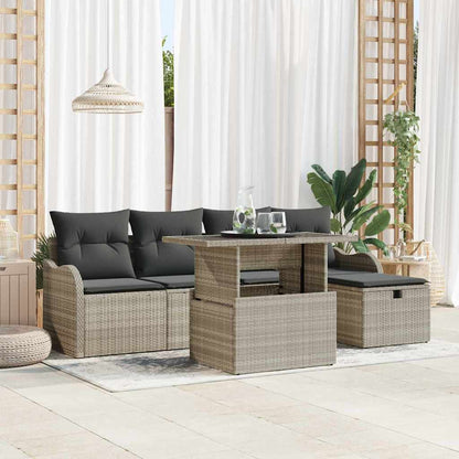 vidaXL Garten-Sofa-Set mit Kissen 6 pcs Hellgrau Poly Rattan