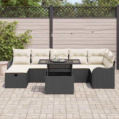vidaXL Salon de jardin 8 pcs avec coussins Noir Résine tressée