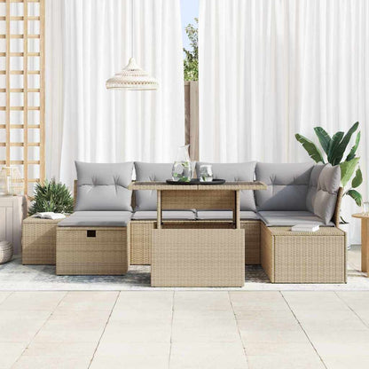 vidaXL Ensemble de canapés de jardin 7 pcs Beige résine tressée