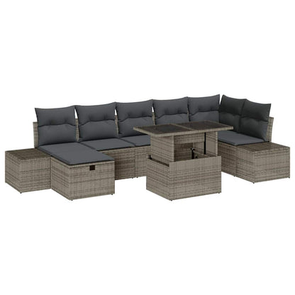Garten-Sofa-Set 8 pcs Grau Poly-Rattan
