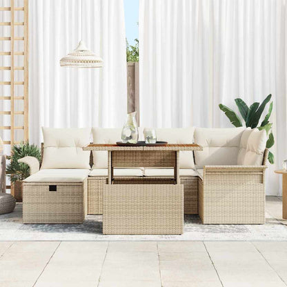 vidaXL Garten-Sofa-Set 7 pcs Beige Poly-Rattan