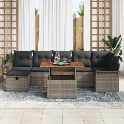 vidaXL Salon de jardin 8 pcs Gris résine tressée