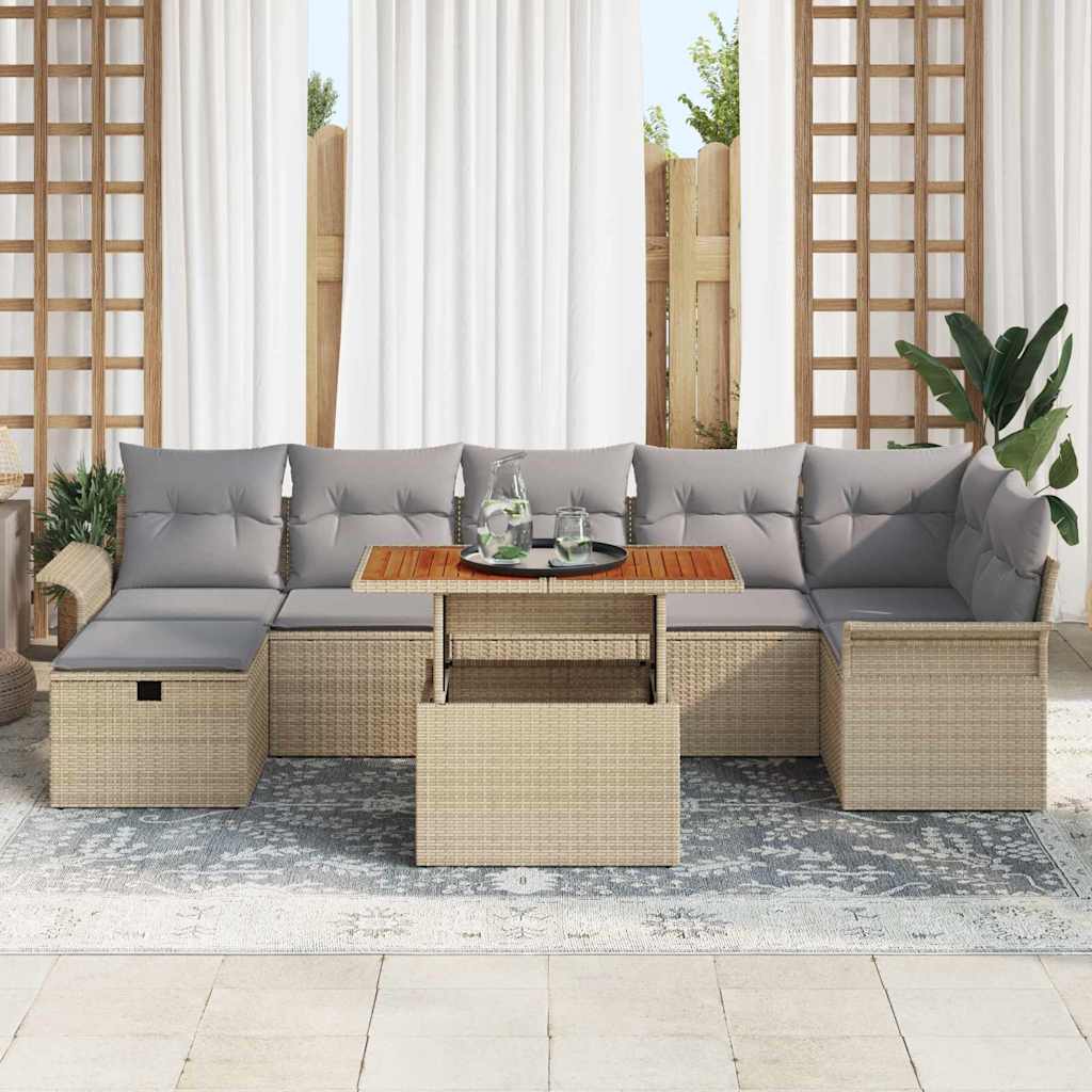 vidaXL Salon de jardin 8 pcs Beige Résine tressée