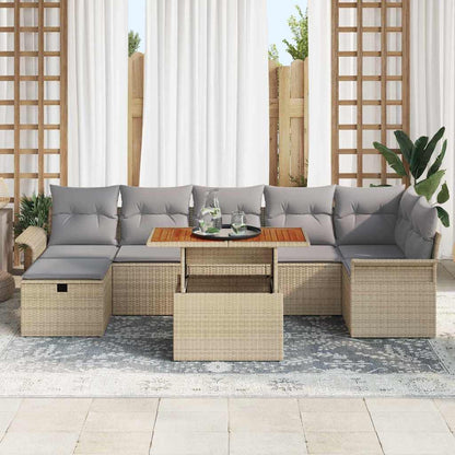 vidaXL Salon de jardin 8 pcs Beige Résine tressée