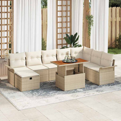 Garten-Sofa-Set 9 pcs Beige Poly-Rattan