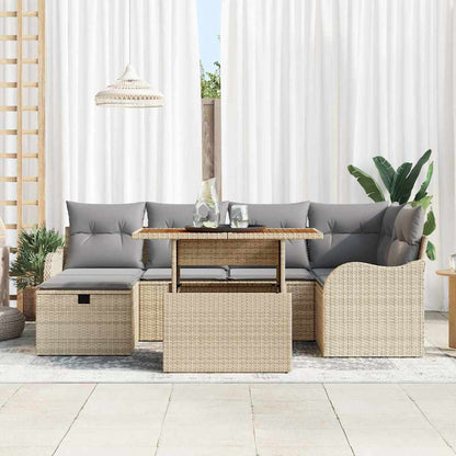 vidaXL Ensemble de canapés de jardin 7 pcs Beige résine tressée