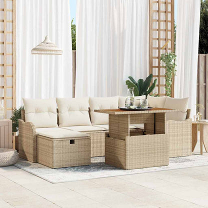 vidaXL Garten-Sofa-Set 7 pcs Beige Poly-Rattan