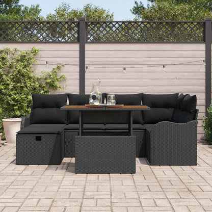 vidaXL Garten-Sofa-Set 7 pcs Schwarz Poly-Rattan