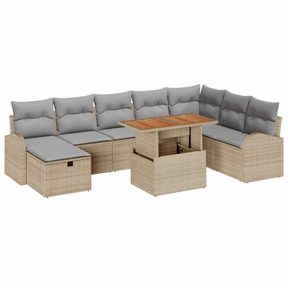 Garten-Sofa-Set 9 pcs Beige Poly-Rattan