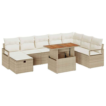 Garten-Sofa-Set 9 pcs Beige Poly-Rattan